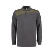 Sweatshirt Polokragen Bicolor Quernaht