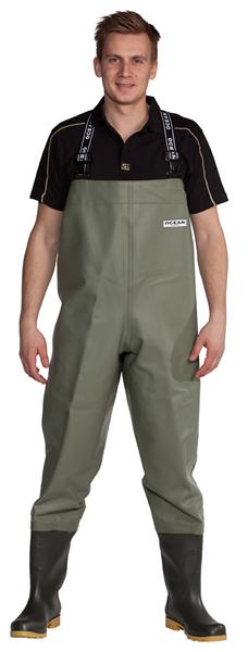 Wathose Classic, helloliv, 600 g. PVC-beschichtet, 90% PVC, 10% Polyester