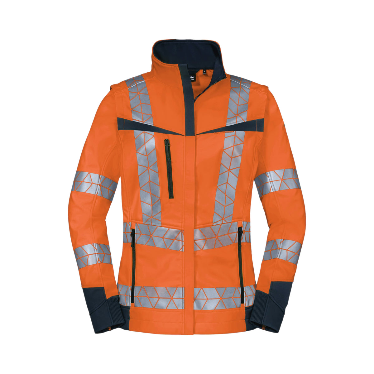 Warnschutz Softshelljacke mit abnehmbaren Ärmeln Leuchtkegel Damen - A+S Technigro Arbeitsschutz und Sicherheit GmbH