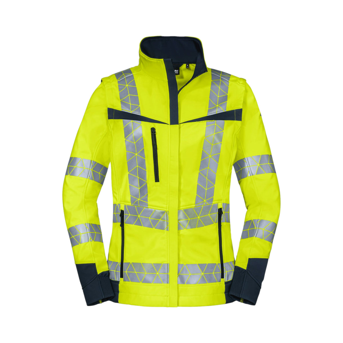 Warnschutz Softshelljacke mit abnehmbaren Ärmeln Leuchtkegel Damen - A+S Technigro Arbeitsschutz und Sicherheit GmbH